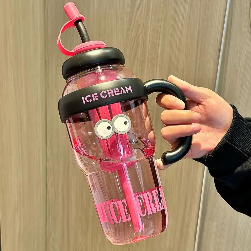 Picture of Net red belly cup high color value large capacity handle cup summer ice cup plastic straw cup 2025 new