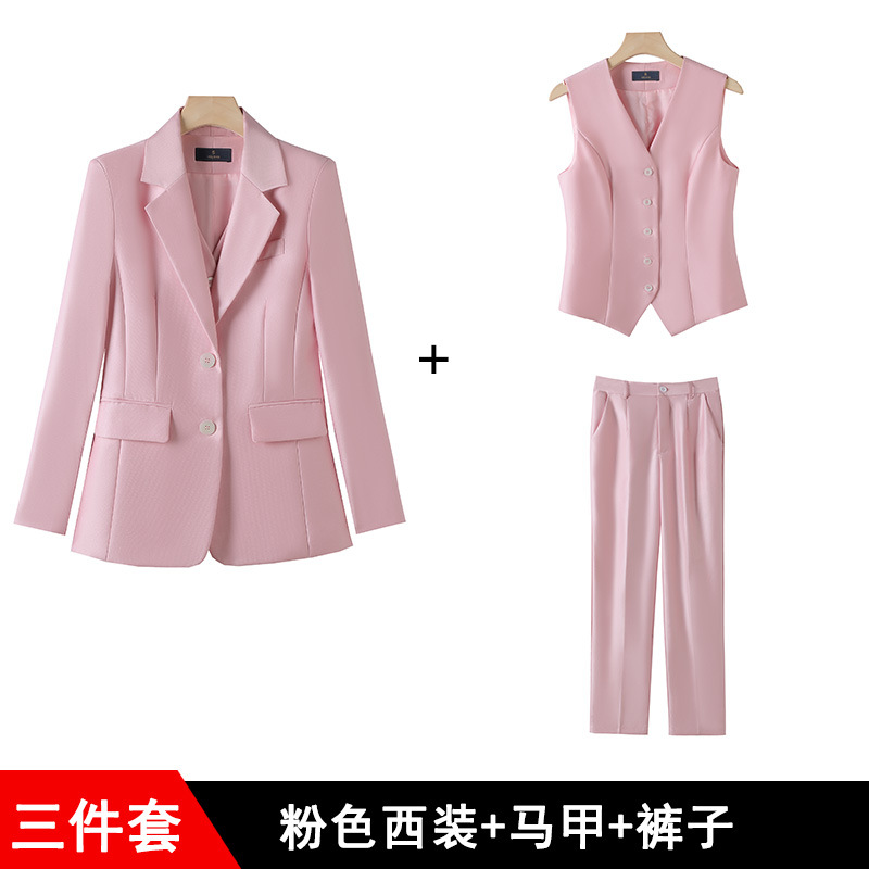 Picture of Star with pink suit suit female British style 2023 new small fragrant style suit jacket vest three-piece set