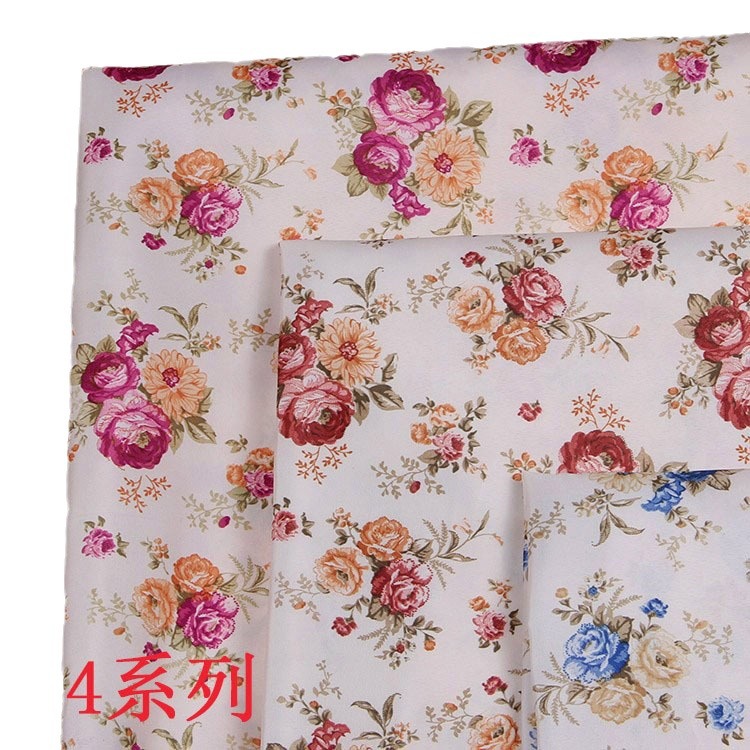 Picture of Manufacturer's Spot Polyester Woven Cloth Toy White Background Small Floral Cloth Vegetable Cover Luggage DIY Purple Rose Printed Cloth
