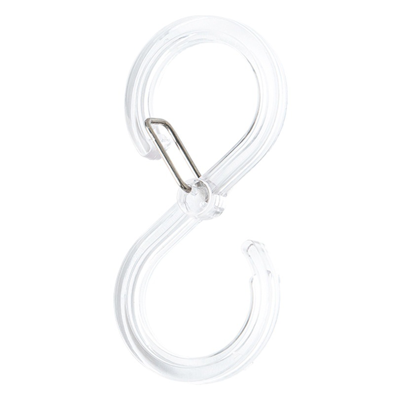 8-Pack Japanese-Style S-Shaped Hook Buckle Kitchen Bathroom Crossbar Hook Punch-Free Plastic Transparent Clothes Hook Hanger
