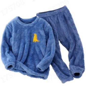 Picture of 2024 Amazon independent station new children's clothing home wear flannel cartoon embroidered suit boys and girls wear