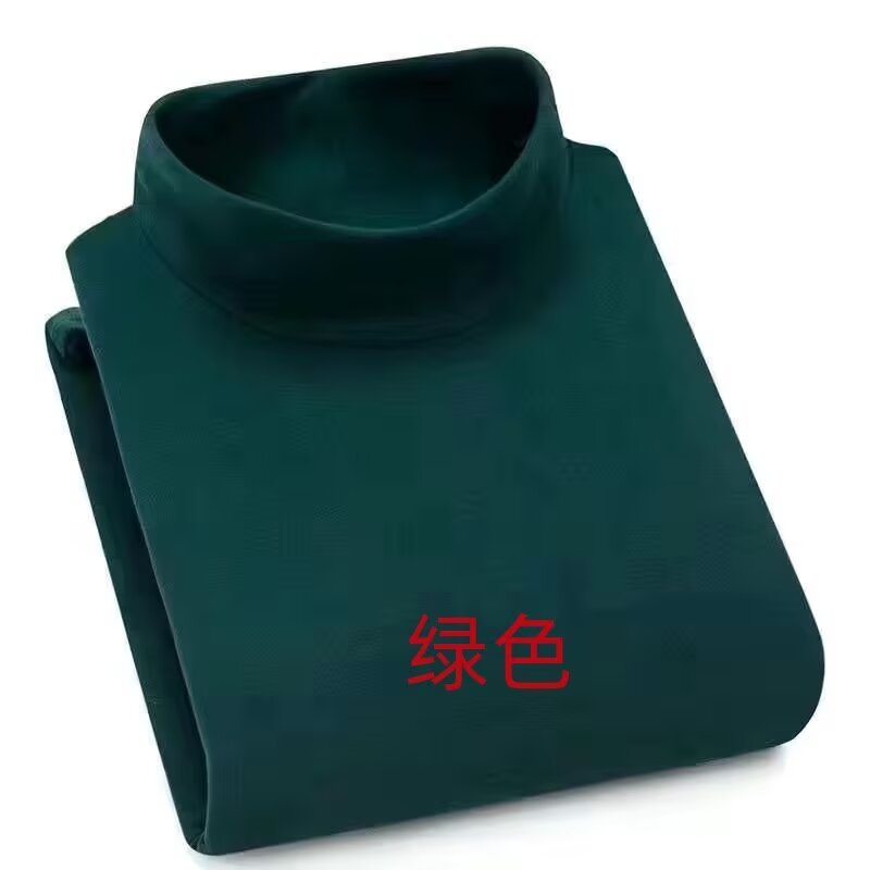 Picture of Fleece Base Shirt Half-high Collar Long-sleeved T-shirt for Autumn and Winter Men's Solid Color fleece-lined Warm Inner Double-sided Fleece Mid-collar Autumn Clothes