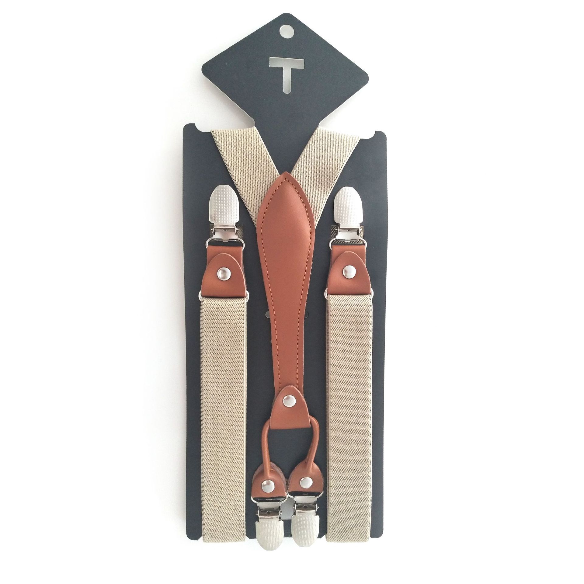Picture of Cross-border supply 2.5cm adult 4-clip loose elastic suspenders for men and women elastic strap clip leather head
