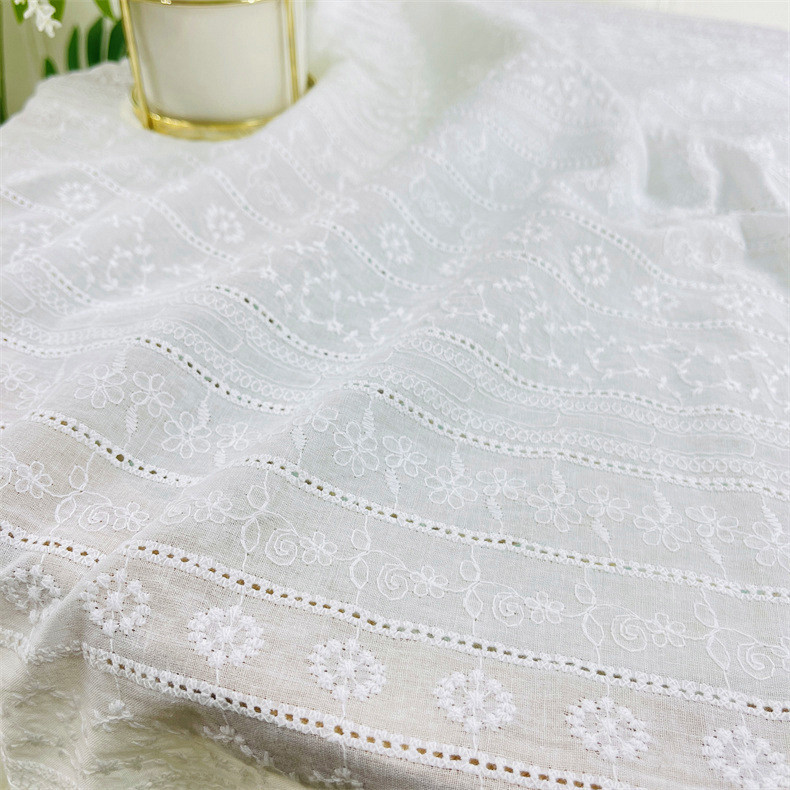 Cotton hollow embroidered fabric summer cotton skirt clothing fabric women's cotton cotton embroidered fabric