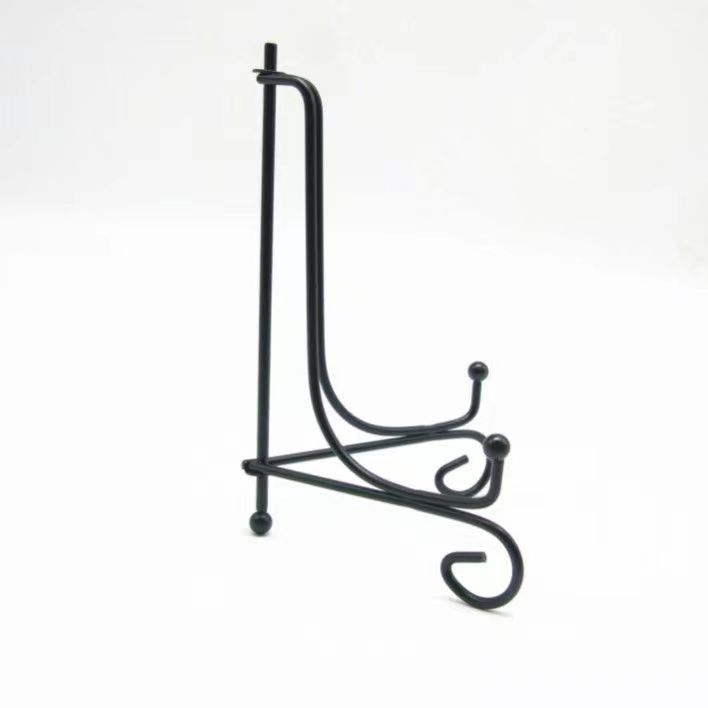 Picture of Black Iron Plate Bracket Tea Cake Bracket Clock Vinyl Record Commemorative Plate Medal Display Bracket Base