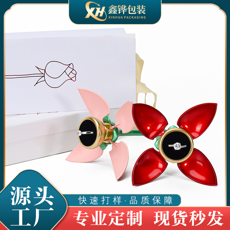 Jewelry One Rose Ring Box Valentine's Day Confession Gift Box Cross-border Hot Proposal Ring Box Packaging Box
