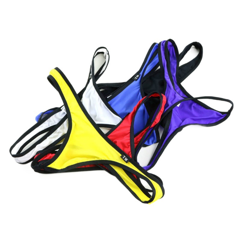 2021 new men's thong fashion sexy thong underwear elastic low waist sexy men's underwear T pants
