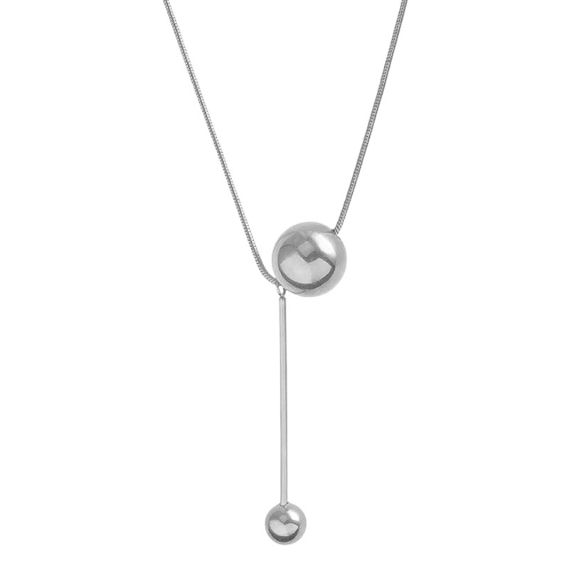 Niche Design Light Luxury Titanium Steel Necklace All-match Spice Girl Small Golden Ball Cold Style Clavicle Chain High-grade Ins Jewelry