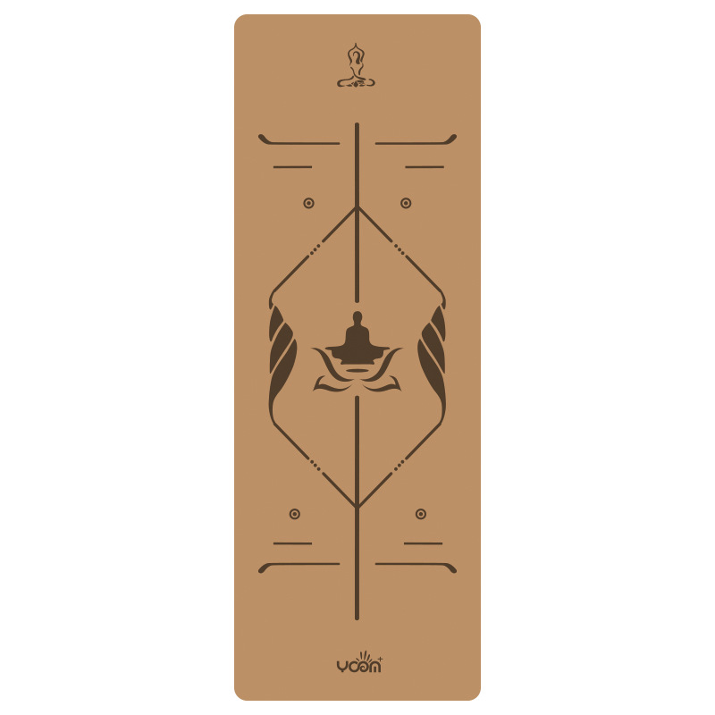 Picture of [cork yoga mat] plus thick natural rubber gymnastics local tyrants mat laser engraving logo body position line printing
