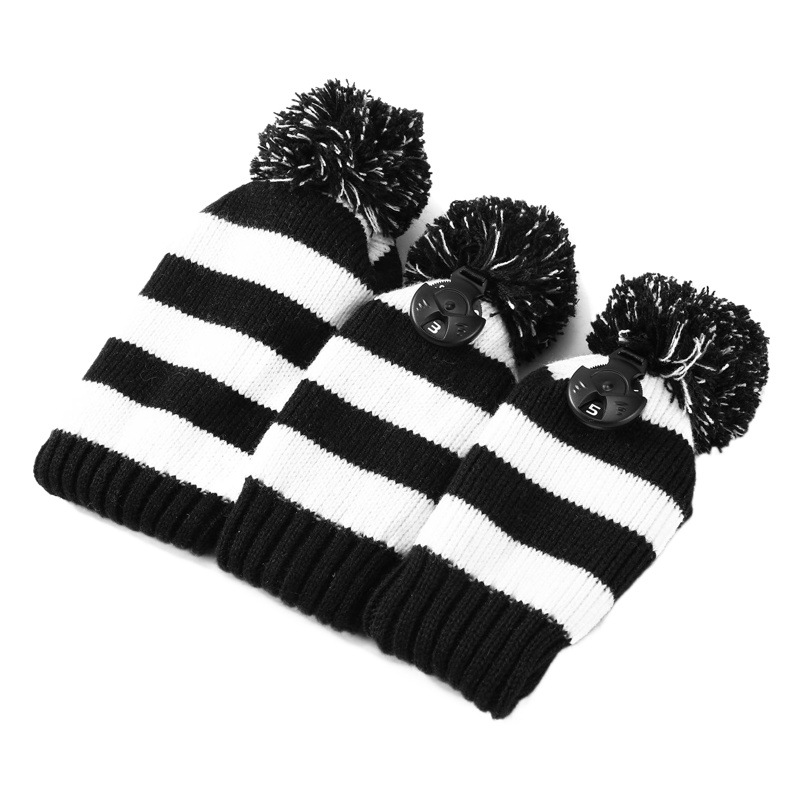 Cross-border hot-selling golf Club cover wooden club cover golf knitted club three-piece set source factory goods can be sent on behalf