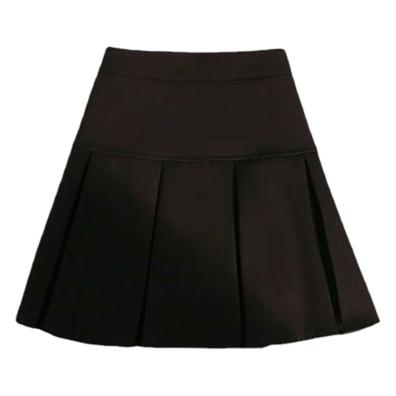 Spring and summer skirt 2024 new high waist pleated skirt thin A- line skirt women's small black skirt