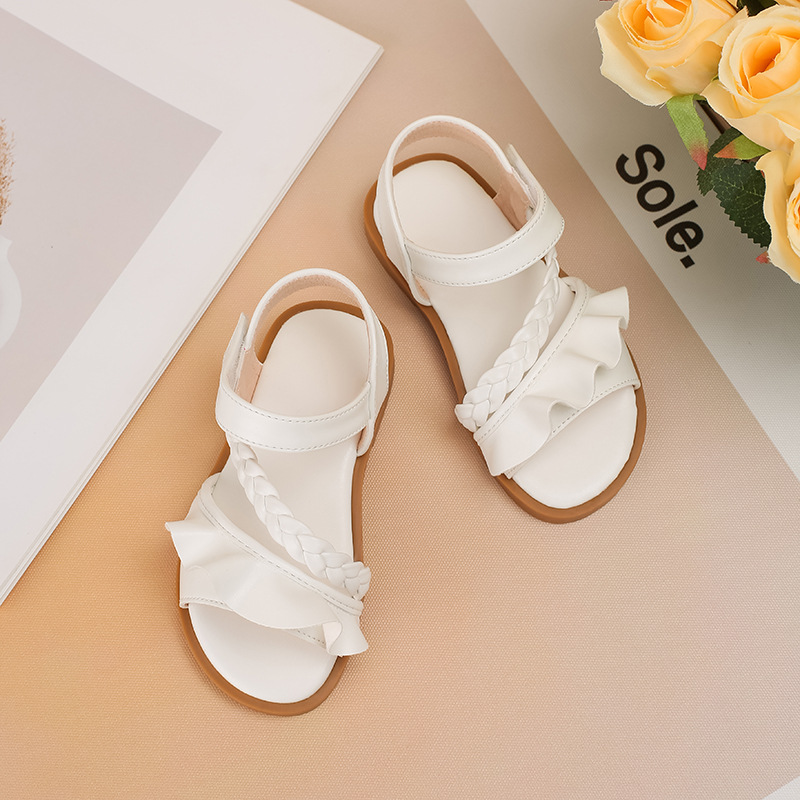 2024 new children's sandals soft bottom lace princess shoes comfortable non-slip beach shoes fashion fairy girl sandals