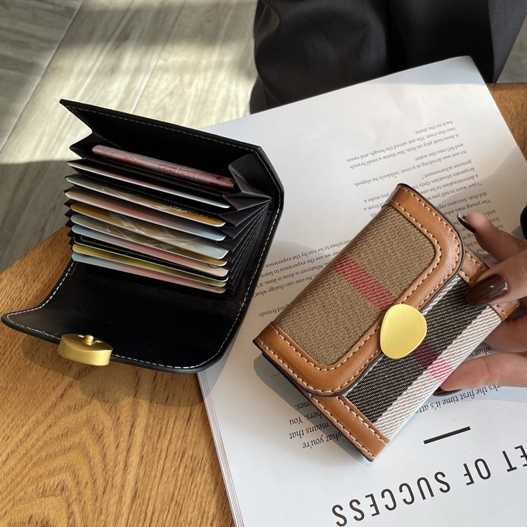 Picture of Plaid Canvas Women's Card Bag 2024 Fall/Winter New Internet Celebrity Hot Style Ins Retro Multi-Card Change Coin Holder