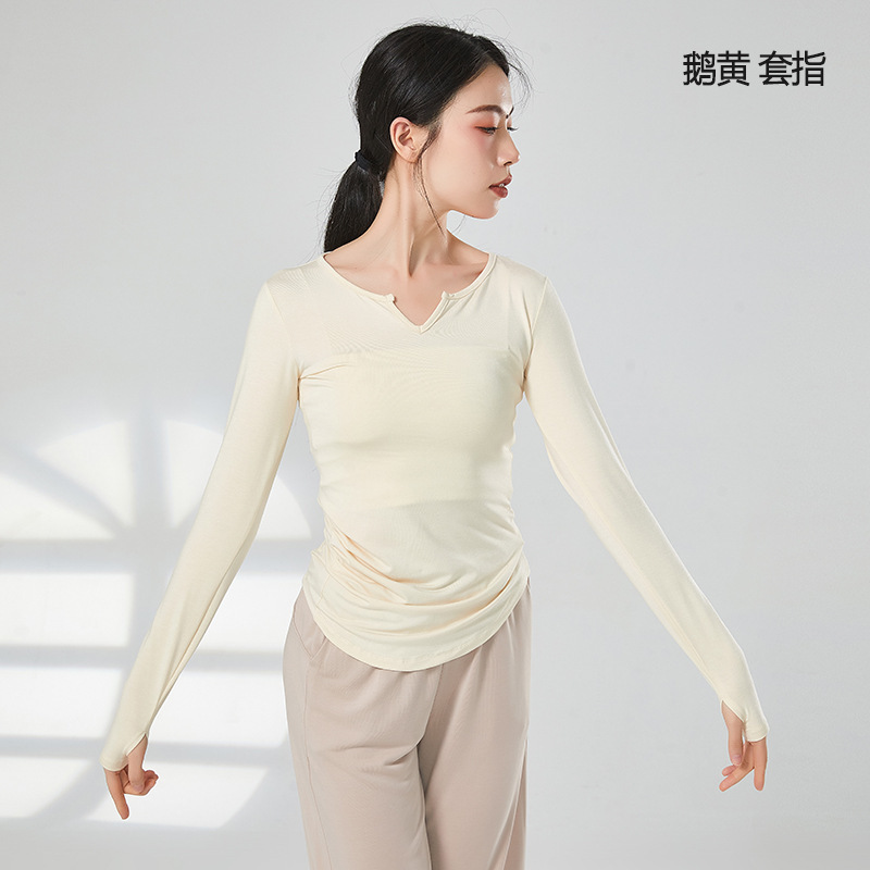 Picture of Dance Training Clothes Women's Tops Long Sleeve Finger Classical Dance Clothes Body Training Clothing Dancing Latin Modal
