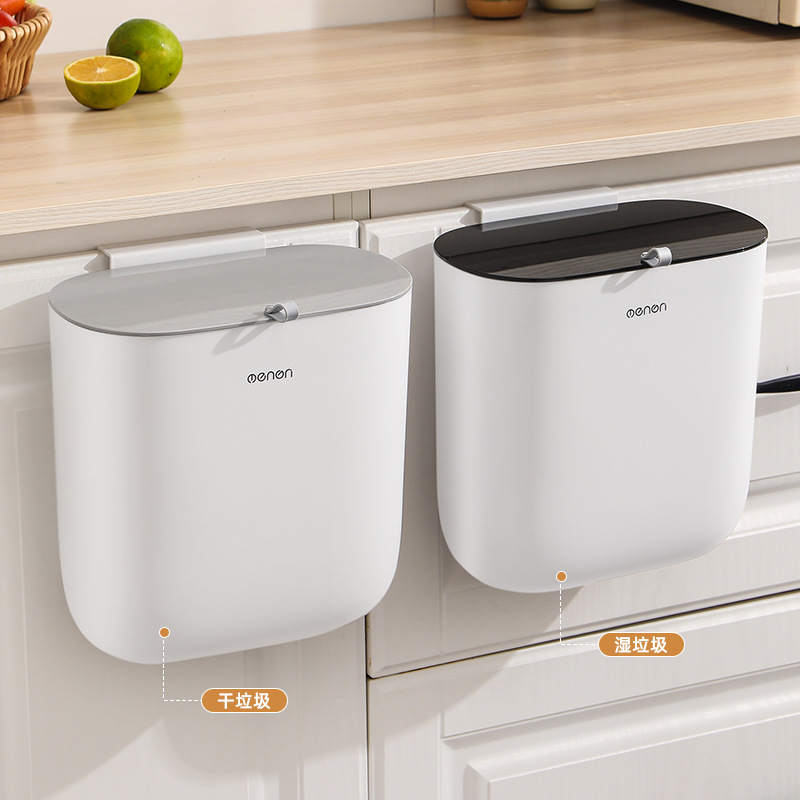 Kitchen Trash Can Special Hanging Cabinet Door Wall-Mounted Bathroom Toilet Storage Hanging with Lid Household Paper Basket