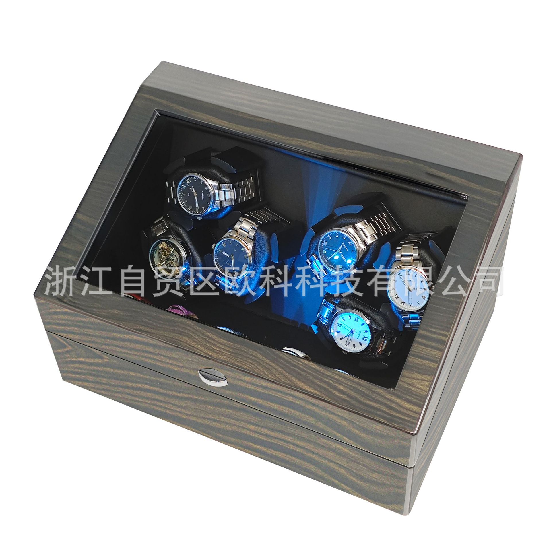 in stock gold sandalwood grain wood high-gloss paint 6 6 watch storage position mechanical watch automatic watch shaker chain