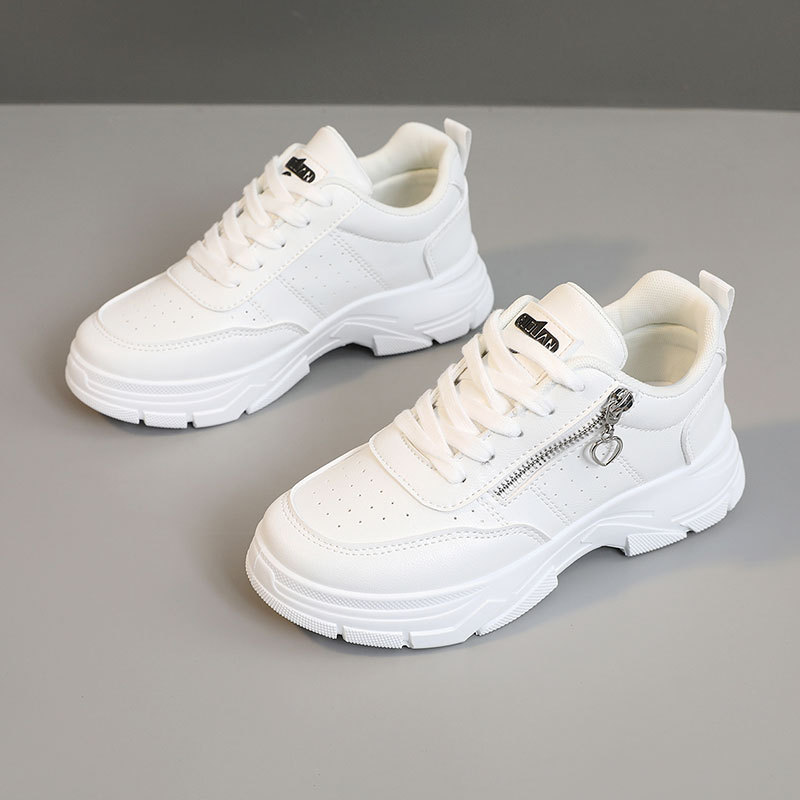 Picture of W2581 New White Shoes 2024 Autumn and Winter Breathable Internal Add Joker High Thick Bottom Solid Color Wear-resistant Student Board Shoes
