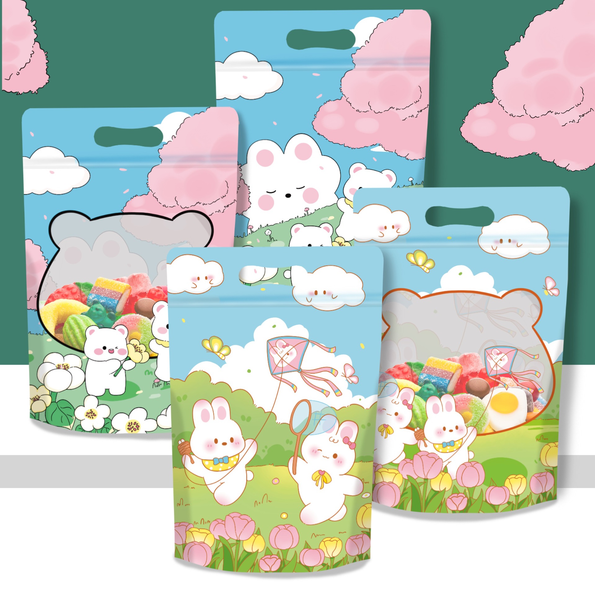 Children's Day Cartoon Cookie Packaging Bag Self-standing Bag Candy Self-sealing Bag Snowflake Crisp Snacks Snacks Sealed Bag
