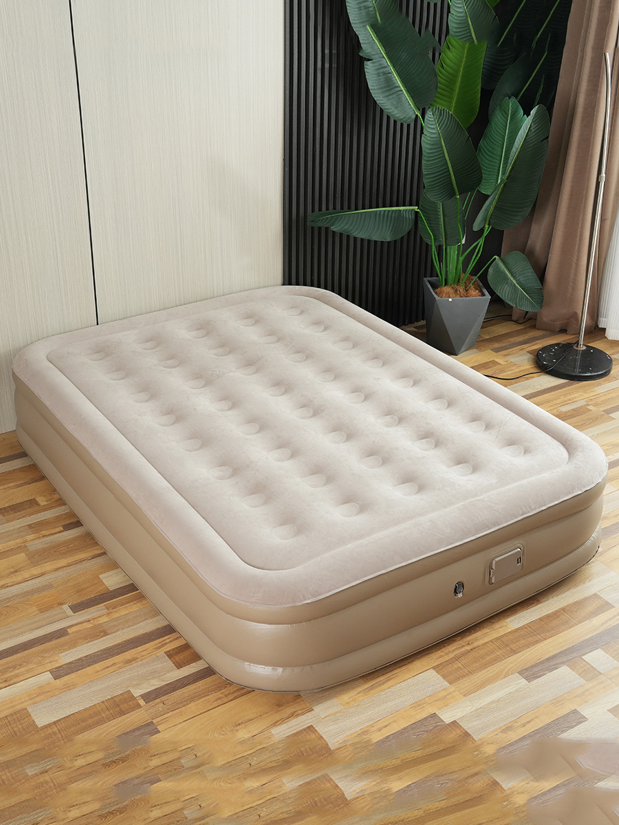 Picture of Automatic Inflatable Bed Heighter Thickened Flocking Inflatable Mattress Outdoor Camping Double Air Bed Household Built-in Pump