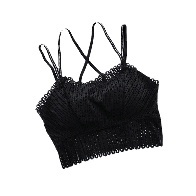 Picture of 2021 Lace Hollow-Out Strapless Sexy Camisole with Built-In Bra, Back Cross Anti-Exposure Underwear, Beautiful Back Tube Top for Commuting