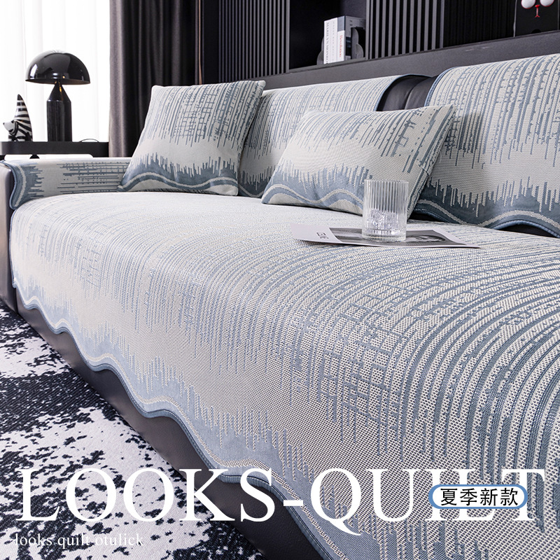Light Luxury Special-Shaped Ice Silk Sofa Cushion 2025 New Non-Slip Straight Row Summer Cool Sofa Cover