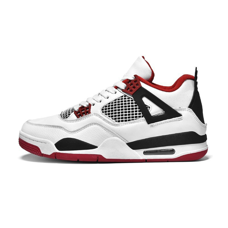 Aj4 Basketball Shoes Summer Mesh Breathable Sports Trendy Shoes Air Cushion plus size Men's White Shoes Casual All-match Board Shoes