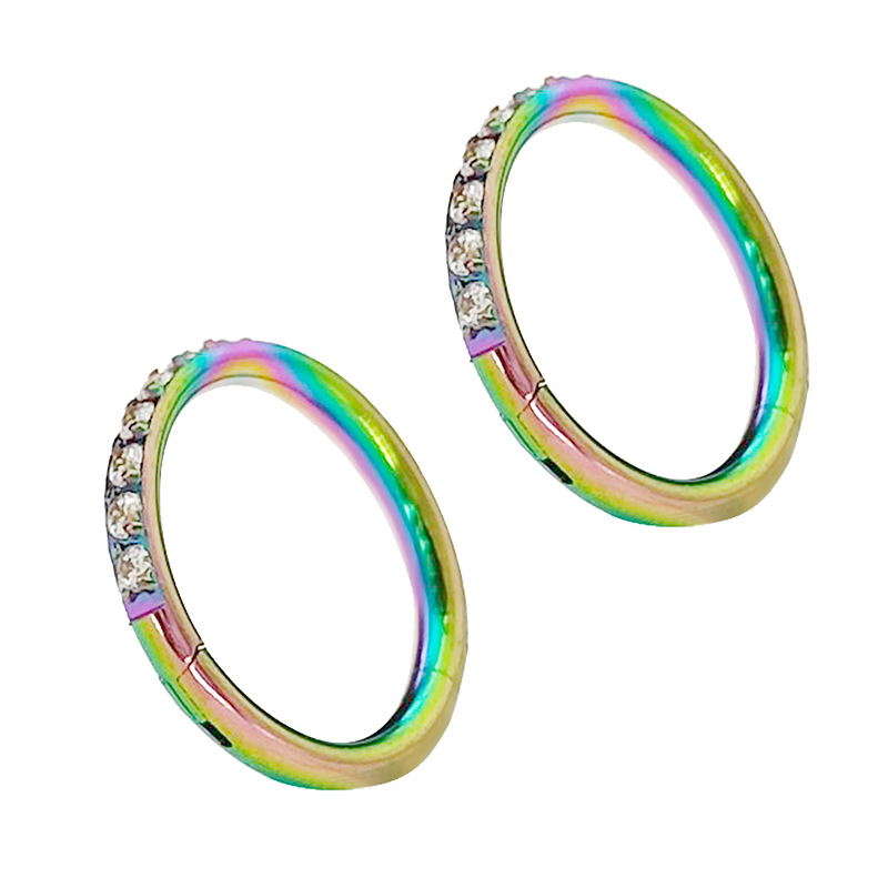 Picture of Europe and the United States cross-border multicolored aperture puncture jewelry simple fashion personality nose ring earrings side zircon nose ring puncture