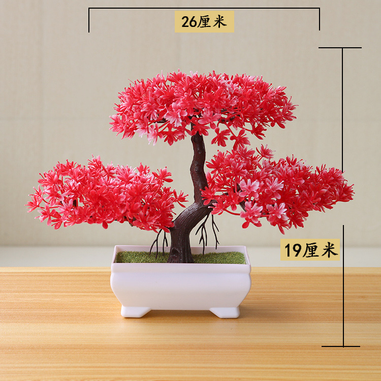 Picture of Sakura Snowball Simulated Plant Potted Grass Ball Bonsai Small Tree Home Decoration Flower Ornament Creative Mini Small Round Ball