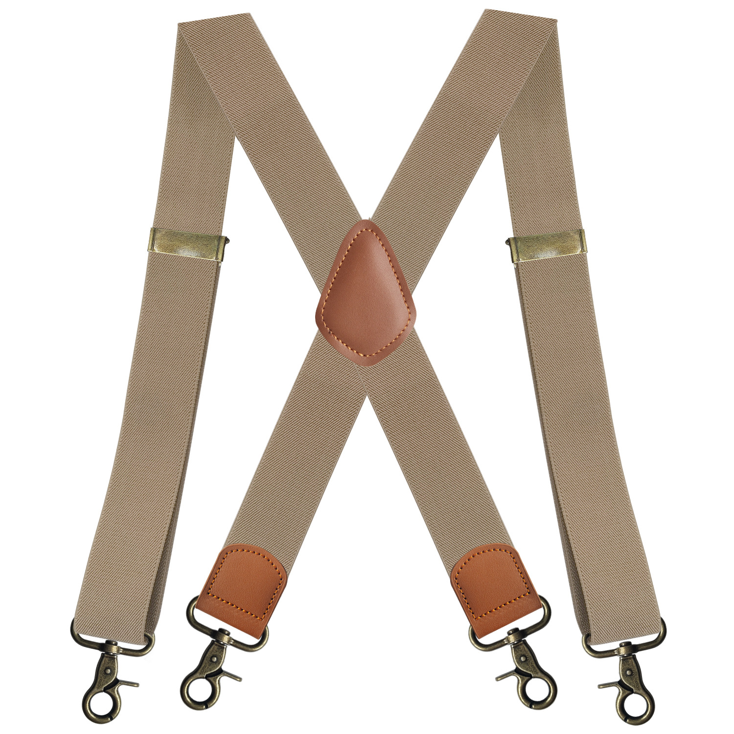 Picture of Manufacturers supply adult men's 4-clip elastic elastic strap X-shaped trousers suspenders with bronze hook buckle strap clip