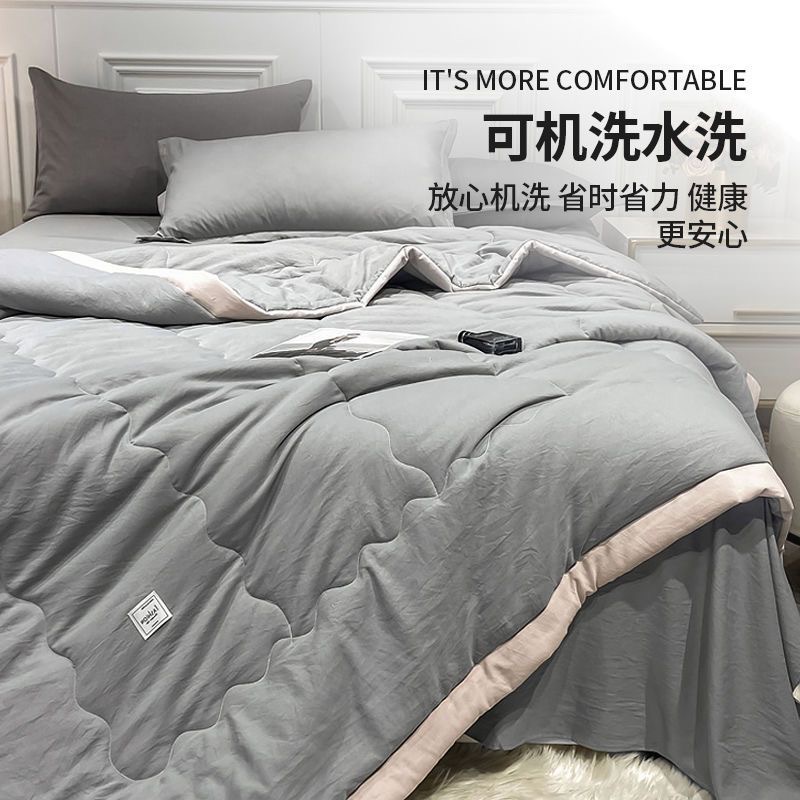 Picture of Nanjiren Washed Cotton Air-conditioning Quilt Single Dormitory Summer Quilt Core Summer Cool Quilt Double Machine Washable Thin Summer Quilt