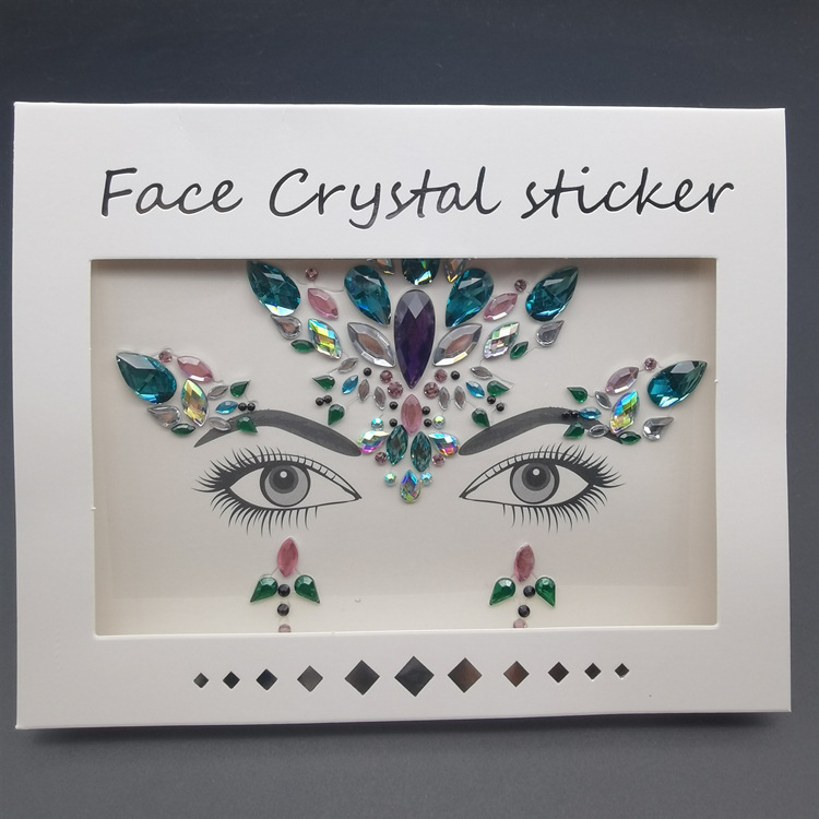 Picture of Internet Celebrity DIY Face Stickers, Eyebrow Stickers, Acrylic Accessories, Colorfulful Forehead Decoration, Masquerade Face Rhinestone Stickers