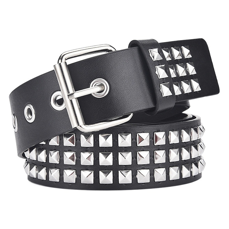 New Rivet Belt Women Heavy Metal Belt Men and Women Y2K Belt European and American Punk Rock Jeans Belt