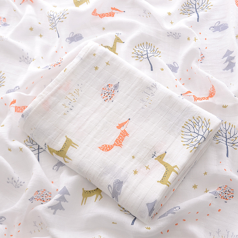 Picture of Double-Layer Bamboo Cotton Summer Gauze Quilt Baby Newborn Bath Towel Blanket Muslin Gauze Wrap