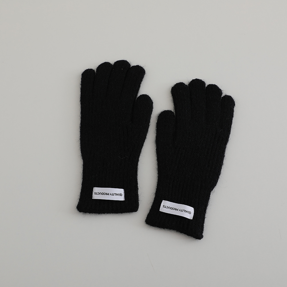Picture of Winter Children's Knitted Gloves Middle School Students' Knitted Five-Finger Gloves with Exposed Thumb and Index Finger Students Writing Gloves