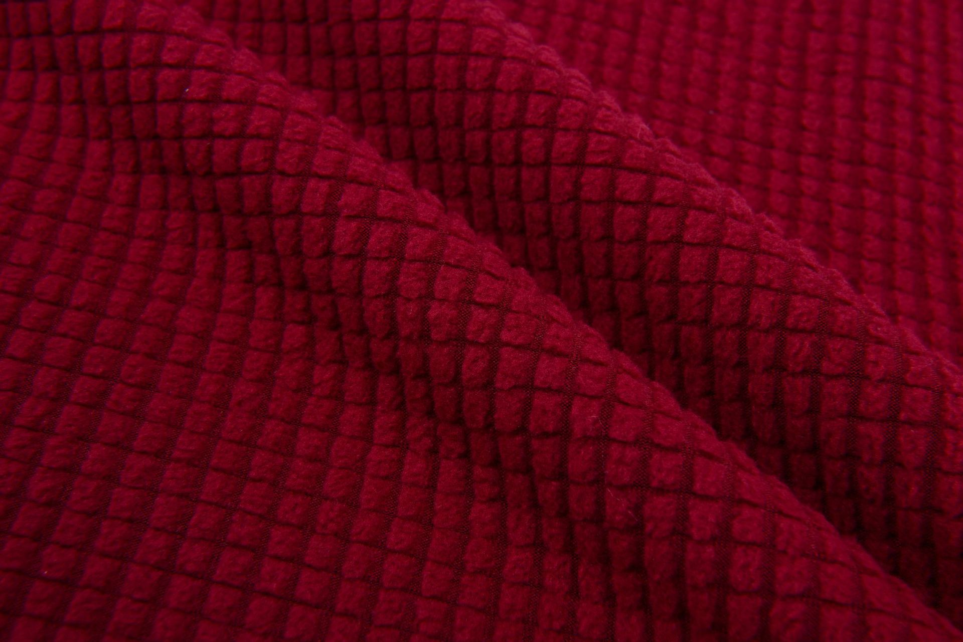 Picture of in stock pineapple plaid fleece sofa cover fabric wholesale waffle corn grain plaid jacquard flannel fabric