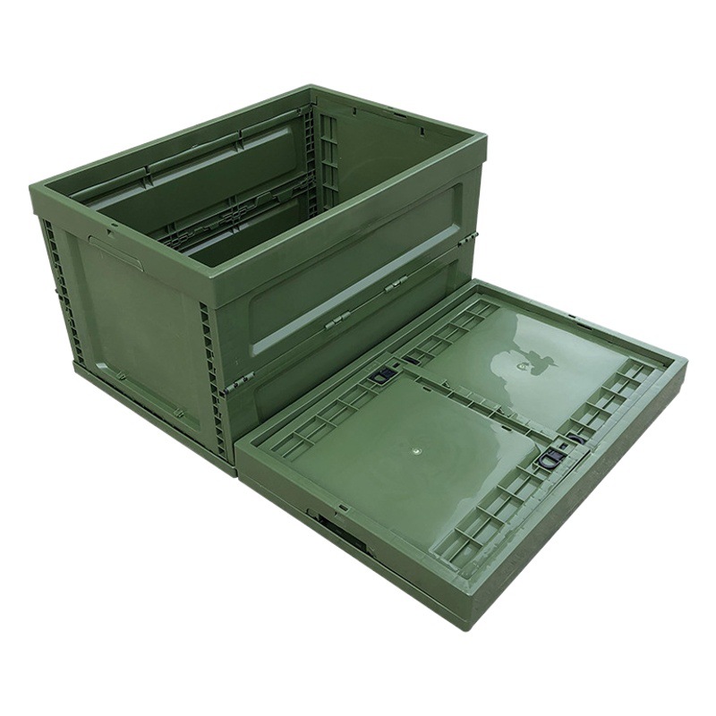 600-340 army green folding box 65L multifunctional plastic folding storage box PP foldable turnover box