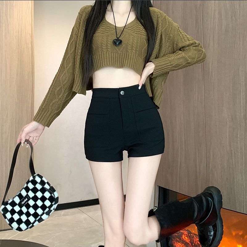 Early Autumn New High waist slimming shorts for women plus size chubby girl loose slimming belly covering design sense niche A- line hot pants