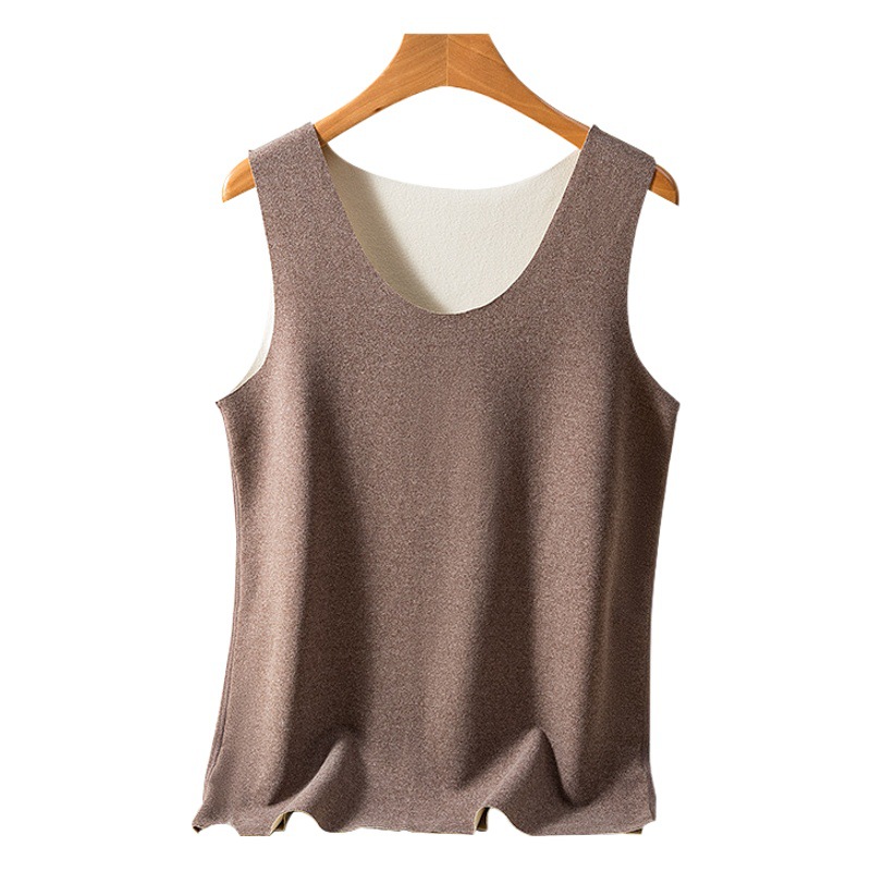 German velvet thermal vest men's autumn and winter fleece-lined thickened seamless inner wear base waistcoat cotton vest