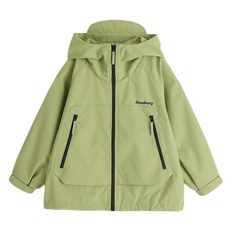 Momojia's New Large and Medium-Sized Children's Spring & Fall Outwears, Boys' Windproof Outwears, Letter Printed Handsome Casual Hooded Tops