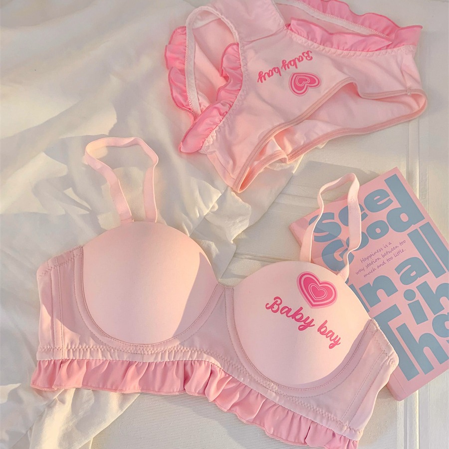 [Barbie suit] gather small chest half cup underwear suit women pure sexy girls 12 cup bra
