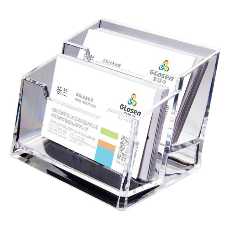 Business card holder business card case acrylic transparent office business card holder desktop single and double multi-grid creative business card case