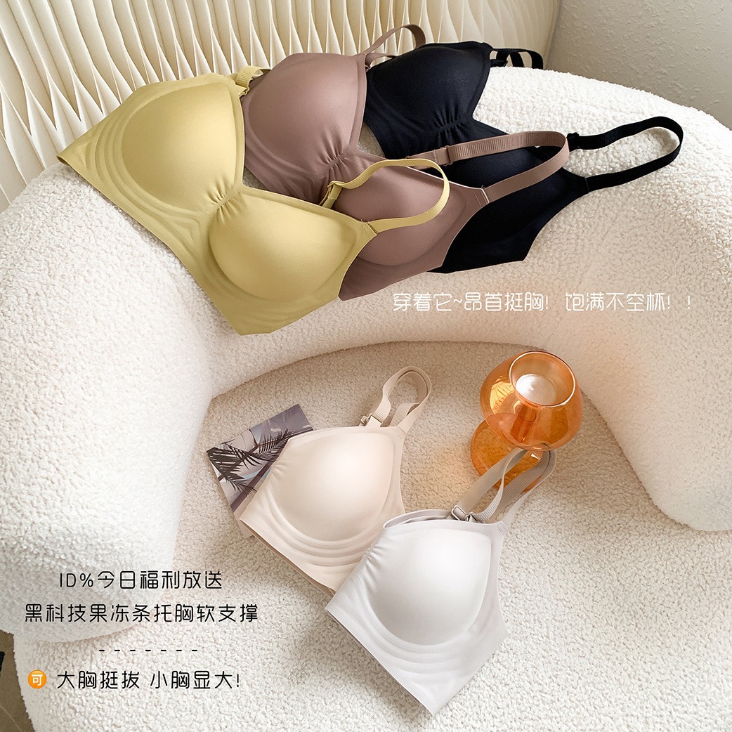 Picture of New Naked Soft Support Underwear Women's Pleated Comfortable Sleep Push-up Anti-sagging Bra without Steel Ring
