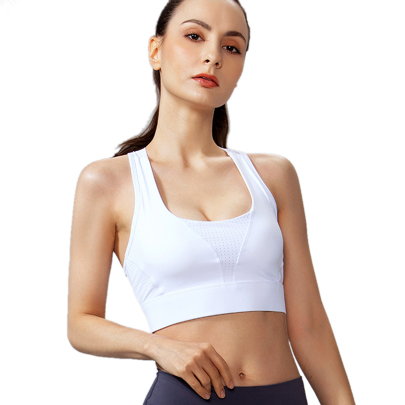 Picture of Cross-border Integrated Large Size Sports Underwear Women's Shock Absorbing Fixed Cup Yoga bra Mesh I-back Fitness bra