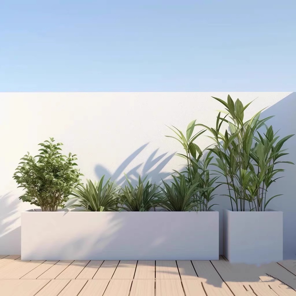Stainless steel flower box outdoor planting box partition fence combination iron rectangular sales department restaurant landscaping flower trough