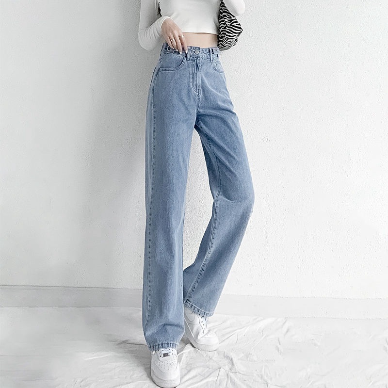 Picture of Adjustable High Waist Wide Leg Jeans Women's 2022 New Autumn Retro Straight Loose Slim-fit Pants