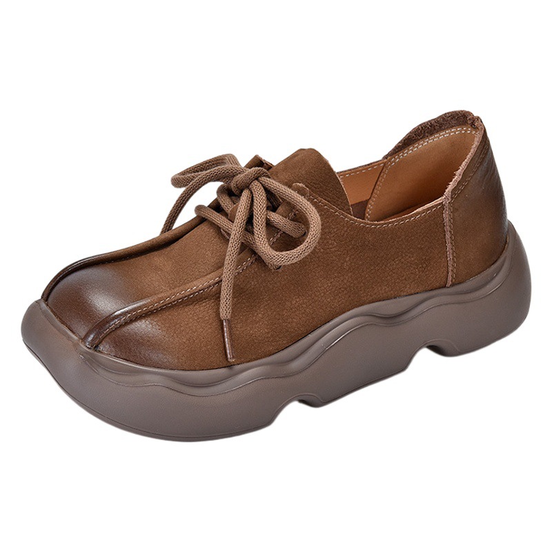 [Event Price 118] Lightweight Platform Soft Leather Lace-Up Women's Shoes, New Versatile High-Quality Women's Shoes, Trendy
