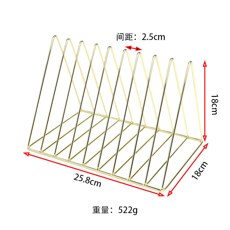 Picture of Manufacturer Wholesale Iron Art 9-Grids Bookshelf Triangular Desktop Bookend Small Bookshelf Storage Rack File Book Storage Rack