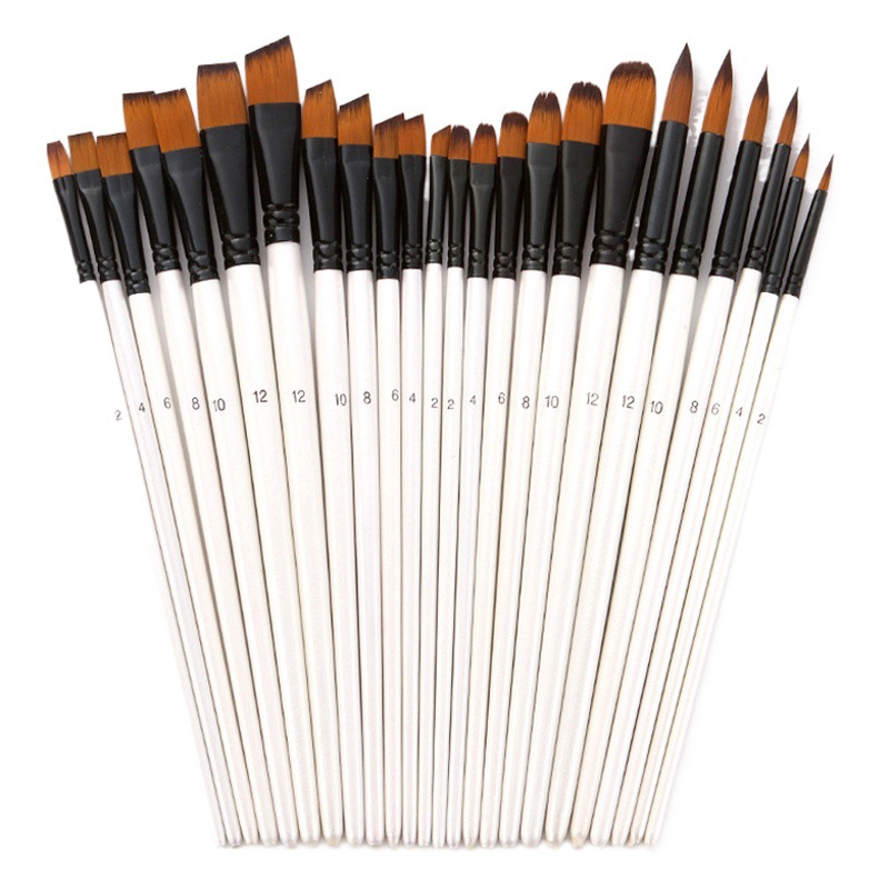 Cross-border 6 nylon brush two-color nylon wool pearl white nail round six pearl white brush set