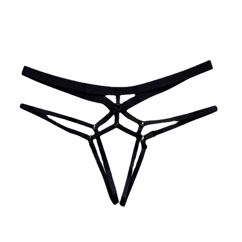 Picture of Cross-border sales of European and American foreign trade open underwear ladies transparent beautiful hip lace-up T-pants multi-size MM sexy