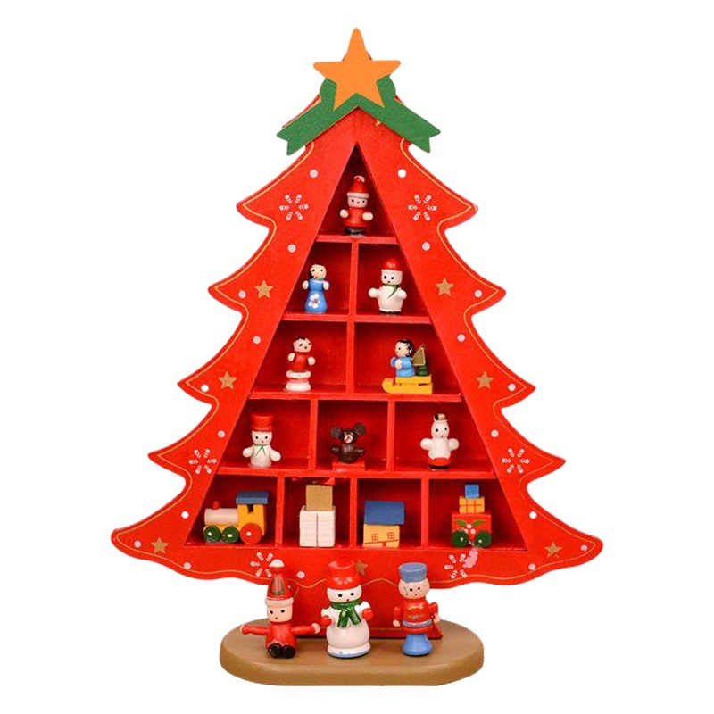 Christmas DIY Wooden Christmas Tree Gift Desktop Decoration Ornaments Kidsren's Shopping Mall Window Crafts Decorations